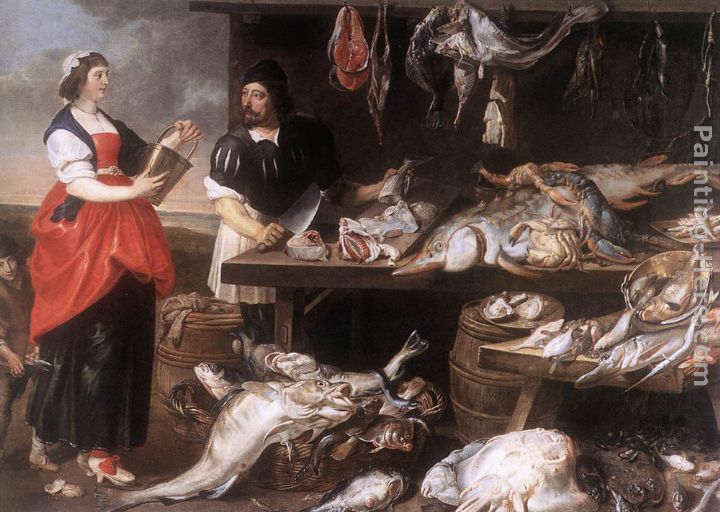 Fishmonger's Stall painting - Adrian van Utrecht Fishmonger's Stall art painting Fishmonger's Stall painting - Adrian van Utrecht Fishmonger's Stall art painting